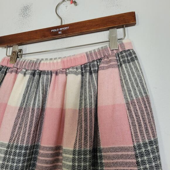 Vtg Pink Plaid Midi Skirt Womens 8 Preppy Cottagecore Acadmia Boho USA Made - Picture 7 of 11